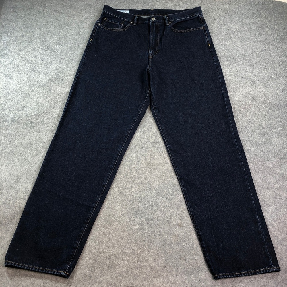 Gap Mens Baggy Fit Jeans 34x34 Blue Straight Relaxed Dark Wash High Rise Cotton
